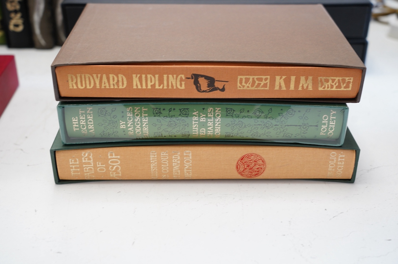 Seventeen Folio Society volumes including three Rudyard Kipling, seven Anthony Trollope, the Secret Garden, a two volume edition of Milton’s Paradise Lost, etc. (18)